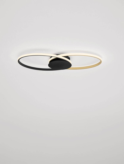 Nova Luce LED Deckenleuchte Aveo dimmbar 43W warmweiss 3200K Schwarz Gold Stahl Aluminium 69x32cm 9081825