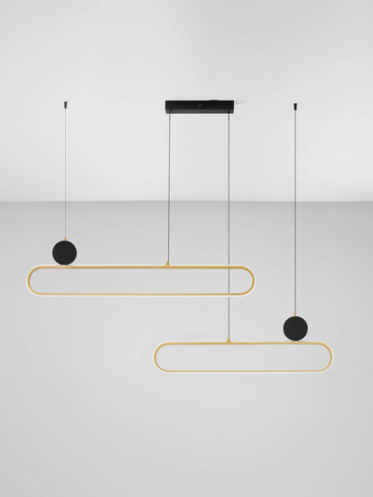 Nova Luce LED Pendelleuchte Liaise dimmbar 49W warmweiss 3000K Schwarz Gold Aluminium 121x6,5cm 9081827