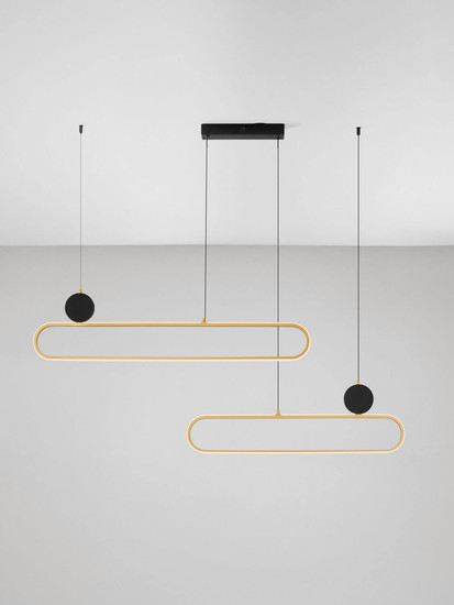 Nova Luce LED Pendelleuchte Liaise dimmbar 49W warmweiss 3000K Schwarz Gold Aluminium 121x6,5cm 9081827