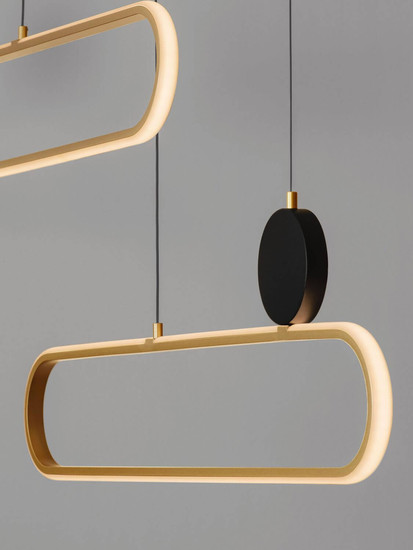 Nova Luce LED Pendelleuchte Liaise dimmbar 49W warmweiss 3000K Schwarz Gold Aluminium 121x6,5cm 9081827