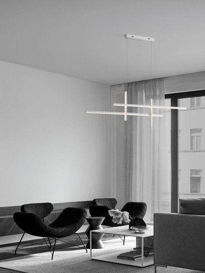 Nova Luce LED Pendelleuchte Antama dimmbar 40W warmweiss 3200K Weiß Stahl Aluminium 120x5,5cm 9081831