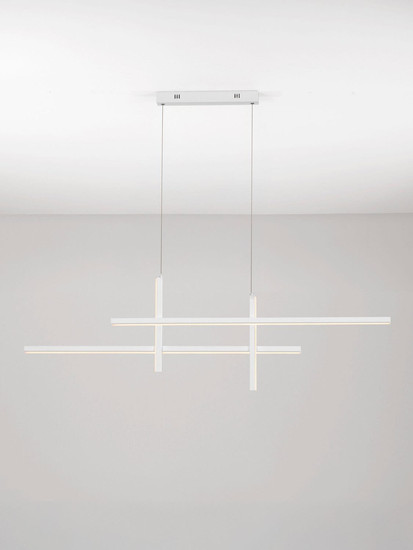Nova Luce LED Pendelleuchte Antama dimmbar 40W warmweiss 3200K Weiß Stahl Aluminium 120x5,5cm 9081831