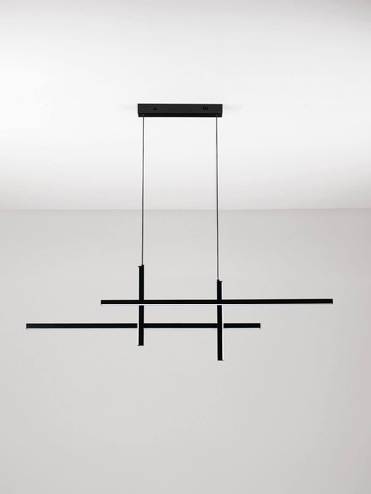 Nova Luce LED Pendelleuchte Antama dimmbar 40W warmweiss 3200K Schwarz Stahl Aluminium 120x5,5cm 9081832
