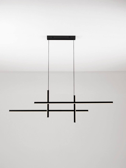 Nova Luce LED Pendelleuchte Antama dimmbar 40W warmweiss 3200K Schwarz Stahl Aluminium 120x5,5cm 9081832