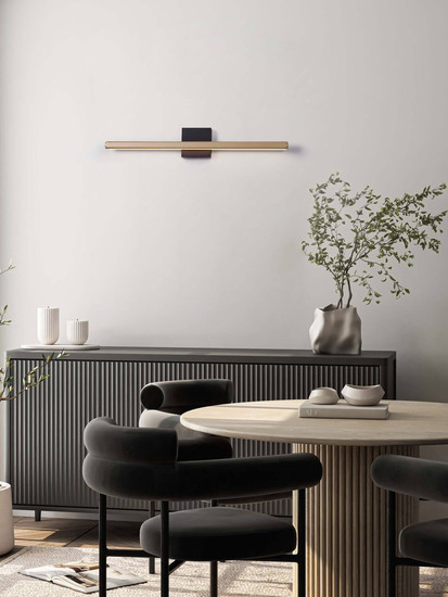 Nova Luce LED Wandleuchte Lios 8W warmweiss 3000K Champagnergold Schwarz Aluminium 62x10cm 9088110