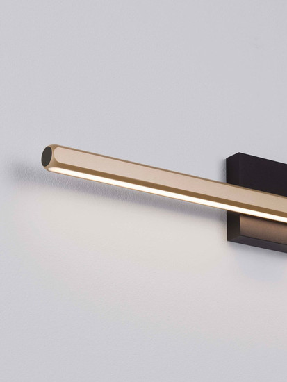 Nova Luce LED Wandleuchte Lios 8W warmweiss 3000K Champagnergold Schwarz Aluminium 62x10cm 9088110
