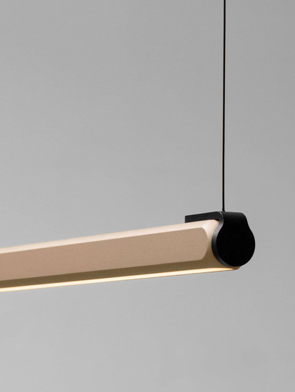 Nova Luce LED Pendelleuchte Lios dimmbar 28W warmweiss 3000K Champagnergold Schwarz Aluminium 123x2,5cm 9088111