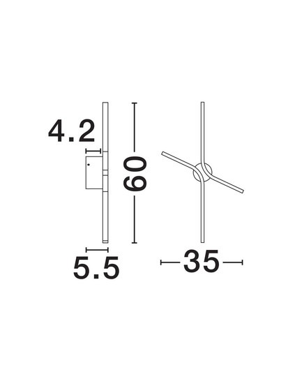 Nova Luce LED Wandleuchte Akro dimmbar 16W CCT warm-/neutralweiss 2700/3000/4000K Weiß Aluminium 60x35cm 9088117