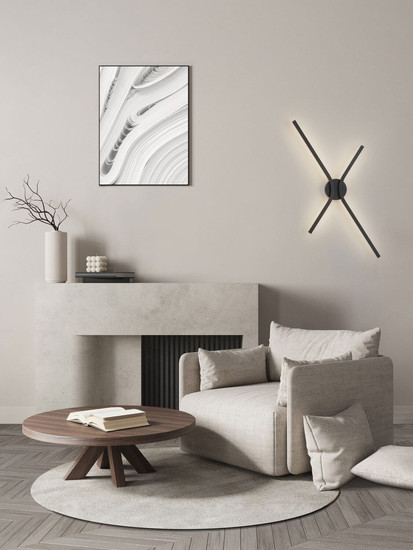 Nova Luce LED Wandleuchte Akro dimmbar 16W CCT warm-/neutralweiss 2700/3000/4000K Schwarz Aluminium 60x35cm 9088118