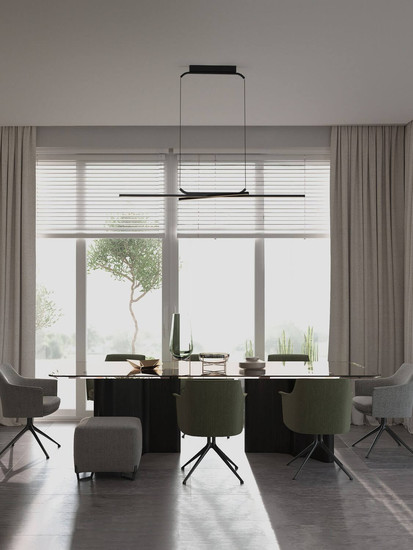 Nova Luce LED Pendelleuchte Akro dimmbar 41W CCT warm-/neutralweiss 2700/3000/4000K Schwarz Aluminium 120x30cm 9088119