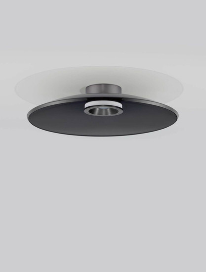 Nova Luce LED Deckenleuchte Esti dimmbar 33W warmweiss 3000K Rauchgrau Nickel matt Glas Aluminium Ø50cm 9088125