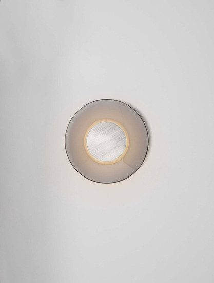 Nova Luce LED Wandleuchte Esti 17W warmweiss 3000K Rauchgrau Nickel matt Glas Aluminium Ø32cm 9088129