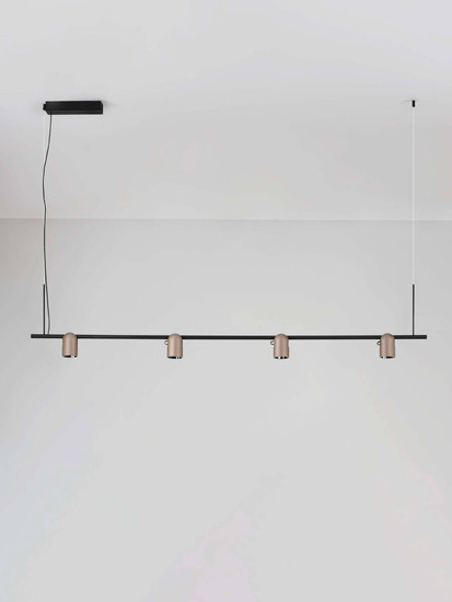 Nova Luce LED Pendelleuchte Sirmos dimmbar 30W warmweiss 3000K Champagnergold Schwarz Aluminium 150x6cm 9088131