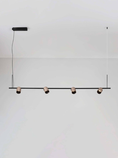 Nova Luce LED Pendelleuchte Sirmos dimmbar 30W warmweiss 3000K Champagnergold Schwarz Aluminium 150x6cm 9088131