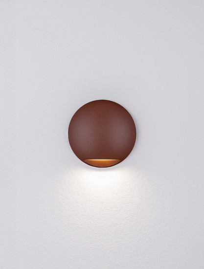 Nova Luce LED Außen-Wandleuchte Passo 3W warmweiss 3000K IP65 salzwasserfest Cortenstahl Aluminium Ø12cm 9136412