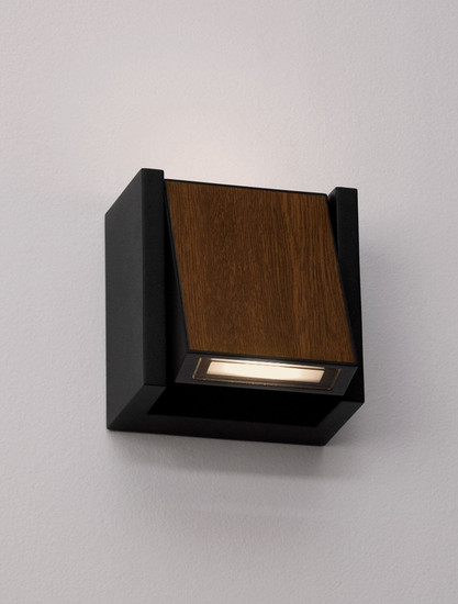 Nova Luce LED Außen-Wandleuchte Kioo 10W warmweiss 3000K IP65 salzwasserfest Schwarz Aluminium Holz 14x14cm 9136427