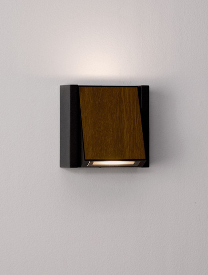 Nova Luce LED Außen-Wandleuchte Kioo 10W warmweiss 3000K IP65 salzwasserfest Schwarz Aluminium Holz 14x14cm 9136427