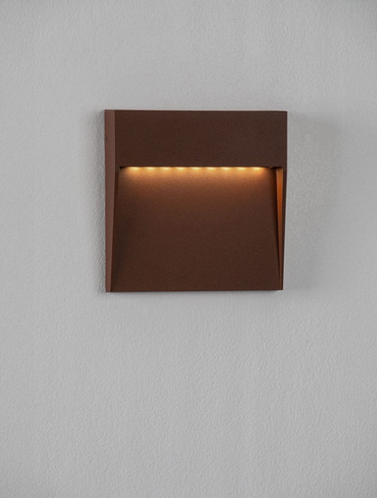 Nova Luce LED Außen-Wandleuchte Fem 5W warmweiss 3000K IP54 salzwasserfest Cortenstahl Aluminium 16x16cm 9136442