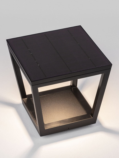 Nova Luce LED Solar-Sockelleuchte Cuppa 2W warmweiss 3000K Bewegungsmelder IP54 salzwasserfest Anthrazit Aluminium 24cm 9136464