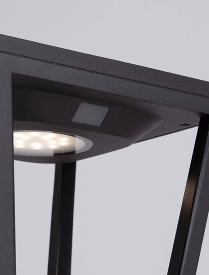 Nova Luce LED Solar-Sockelleuchte Cuppa 2W warmweiss 3000K Bewegungsmelder IP54 salzwasserfest Anthrazit Aluminium 24cm 9136464