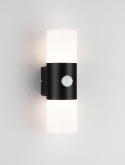 Nova Luce LED Außen-Wandleuchte Paul 10W warmweiss 3000K Bewegungsmelder IP65 salzwasserfest Schwarz Aluminium Ø8,5cm 9176107