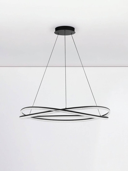 Nova Luce LED Pendelleuchte Ofelia dimmbar 68W warmweiss 3000K Schwarz Aluminium Ø95cm 9186935