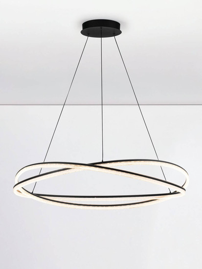 Nova Luce LED Pendelleuchte Ofelia dimmbar 68W warmweiss 3000K Schwarz Aluminium Ø95cm 9186935
