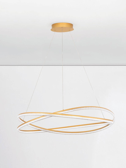 Nova Luce LED Pendelleuchte Ofelia dimmbar 68W warmweiss 3000K Messinggold Aluminium Ø95cm 9186936