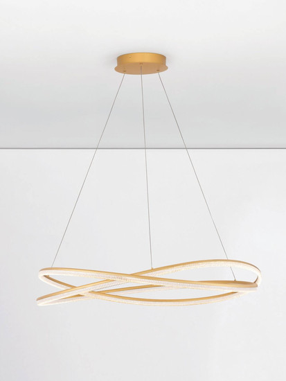 Nova Luce LED Pendelleuchte Ofelia dimmbar 68W warmweiss 3000K Messinggold Aluminium Ø95cm 9186936