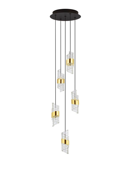 Nova Luce LED Pendelleuchte Seneca 41W warmweiss 3000K Platingold Schwarz Metall Ø30cm 9186939