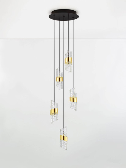 Nova Luce LED Pendelleuchte Seneca 41W warmweiss 3000K Platingold Schwarz Metall Ø30cm 9186939
