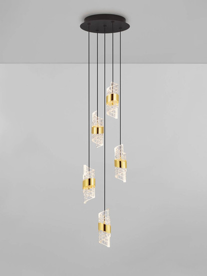 Nova Luce LED Pendelleuchte Seneca 41W warmweiss 3000K Platingold Schwarz Metall Ø30cm 9186939