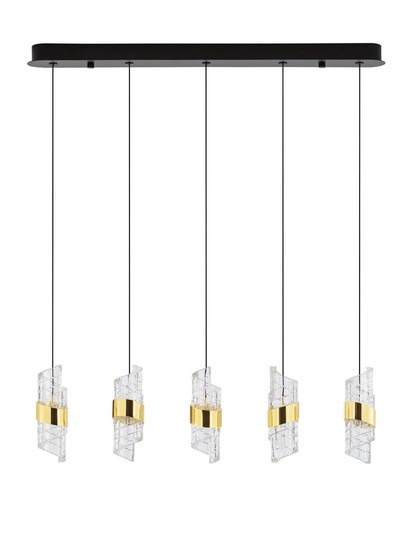 Nova Luce LED Pendelleuchte Seneca 41W warmweiss 3000K Platingold Schwarz Metall 83x7,5cm 9186940