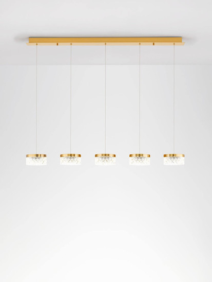 Nova Luce LED Pendelleuchte Bion 32W warmweiss 3000K Messinggold Metall 115x15cm 9186943