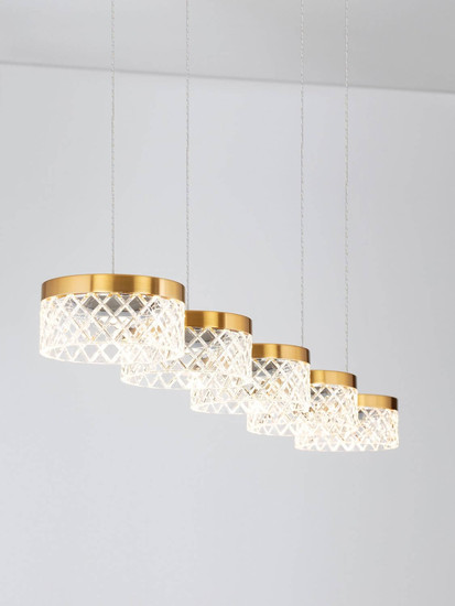 Nova Luce LED Pendelleuchte Bion 32W warmweiss 3000K Messinggold Metall 115x15cm 9186943
