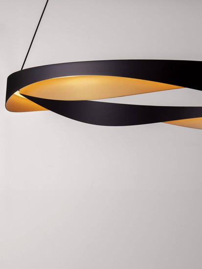 Nova Luce LED Pendelleuchte Radon dimmbar 53W warmweiss 3000K Schwarz Gold Aluminium Ø65cm 9186948