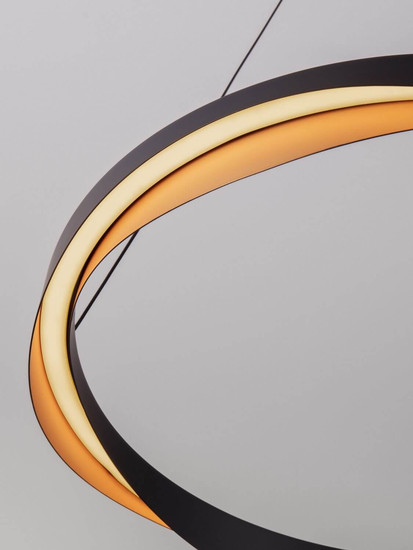 Nova Luce LED Pendelleuchte Radon dimmbar 53W warmweiss 3000K Schwarz Gold Aluminium Ø65cm 9186948