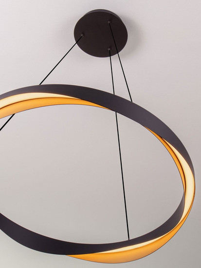 Nova Luce LED Pendelleuchte Radon dimmbar 53W warmweiss 3000K Schwarz Gold Aluminium Ø65cm 9186948