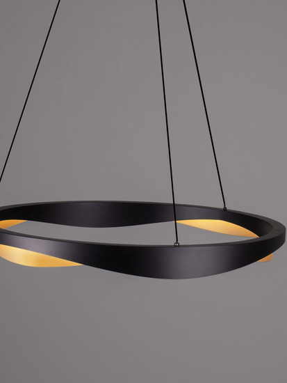 Nova Luce LED Pendelleuchte Radon dimmbar 53W warmweiss 3000K Schwarz Gold Aluminium Ø65cm 9186948