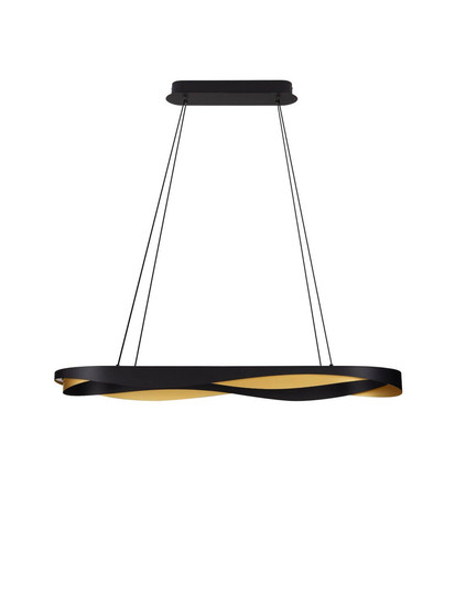Nova Luce LED Pendelleuchte Radon dimmbar 63W warmweiss 3000K Schwarz Gold Aluminium 100x36cm 9186949
