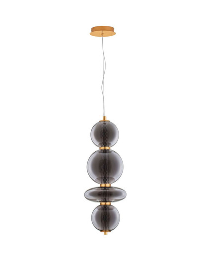 Nova Luce LED Pendelleuchte Navi 20W warmweiss 3000K Messinggold Rauchgrau Glas Metall Ø25,5cm 9186952