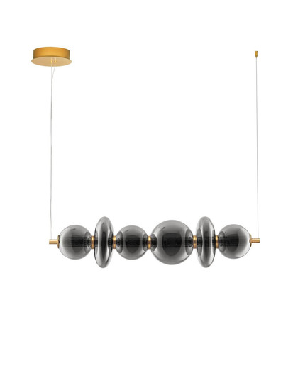 Nova Luce LED Pendelleuchte Navi dimmbar 29W warmweiss 3000K Messinggold Rauchgrau Glas Metall 111x22cm 9186954