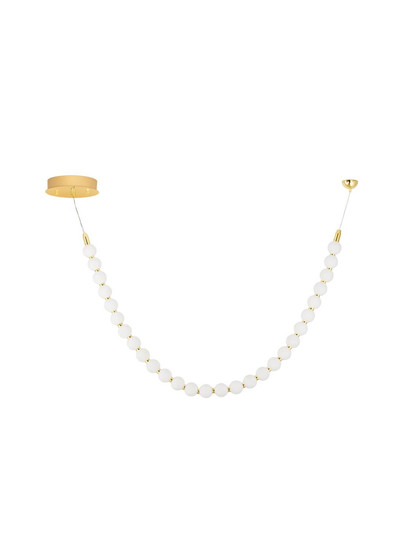 Nova Luce LED Pendelleuchte Perla dimmbar 48W warmweiss 3000K Gold Opal Glas Metall 116x24cm 9186955