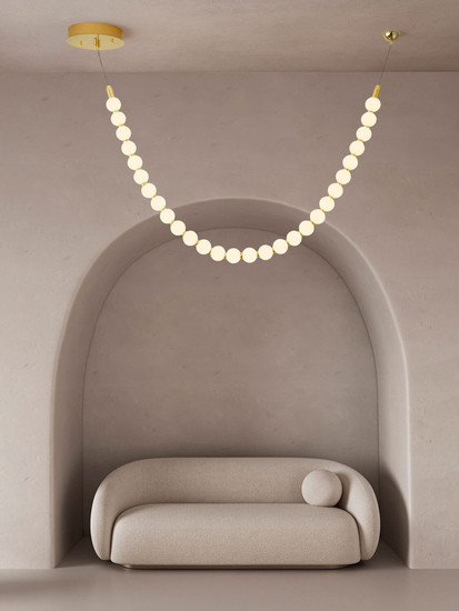 Nova Luce LED Pendelleuchte Perla dimmbar 48W warmweiss 3000K Gold Opal Glas Metall 116x24cm 9186955