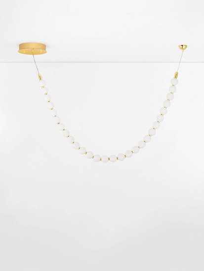 Nova Luce LED Pendelleuchte Perla dimmbar 48W warmweiss 3000K Gold Opal Glas Metall 116x24cm 9186955