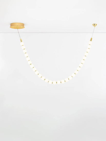 Nova Luce LED Pendelleuchte Perla dimmbar 48W warmweiss 3000K Gold Opal Glas Metall 116x24cm 9186955