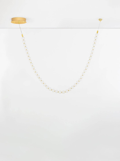 Nova Luce LED Pendelleuchte Perla dimmbar 69W warmweiss 3000K Gold Opal Glas Metall 115cm 9186956