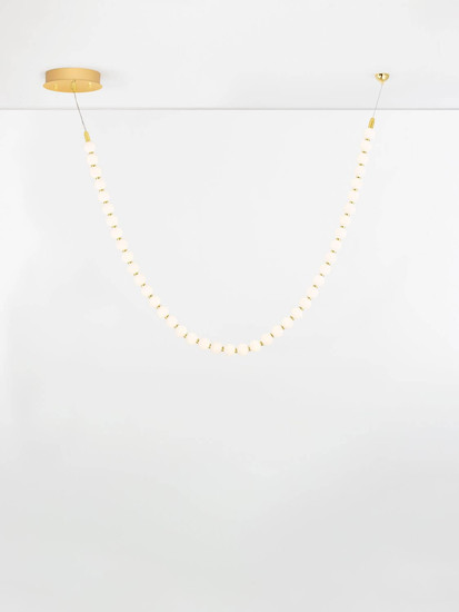 Nova Luce LED Pendelleuchte Perla dimmbar 69W warmweiss 3000K Gold Opal Glas Metall 115cm 9186956