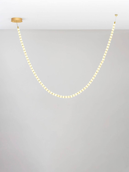 Nova Luce LED Pendelleuchte Perla dimmbar 109W warmweiss 3000K Gold Opal Glas Metall 500cm 9186957
