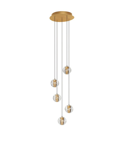 Nova Luce LED Pendelleuchte Licio dimmbar 16W warmweiss 3000K Gold Glas Metall Ø31cm 9186960